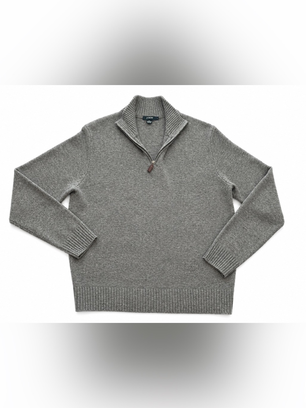 J.Crew Men’s L Gray 100% Lambs Wool Quarter Zip Sweater Mock Neck Pullover